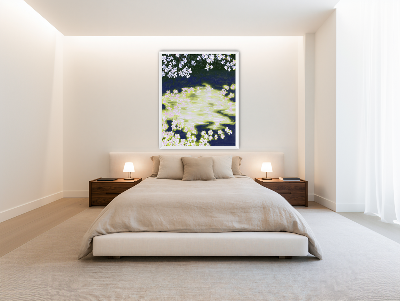 Petals crossing the bright water room view