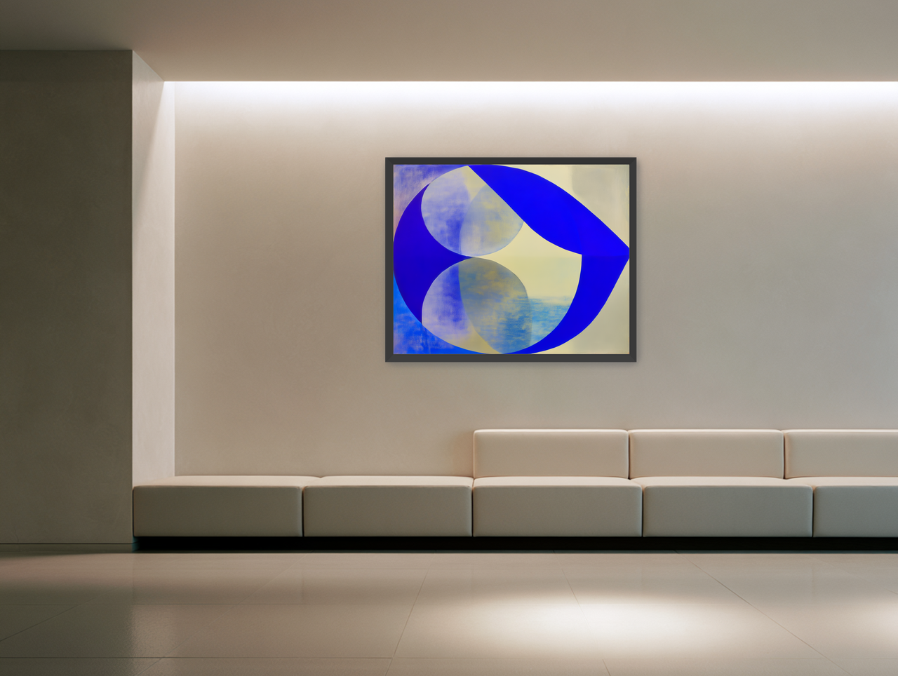 Cobalt loop on beige room view