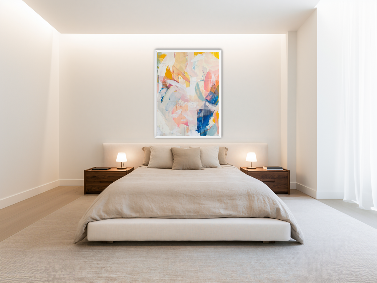 Soft pressure in bright paint room view
