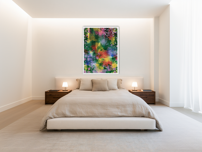 Blossoms over rainbow glass room view