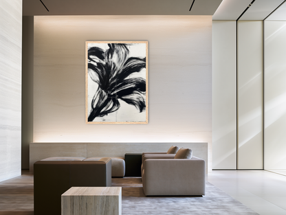 Black surge on white grid room view