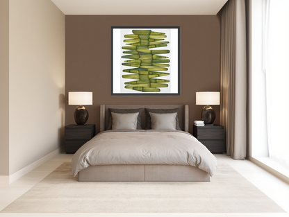 Olive green stacking lightens room view