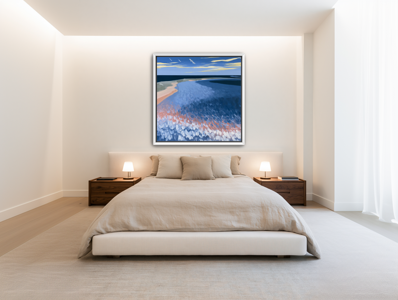 Pale sand in blue water room view