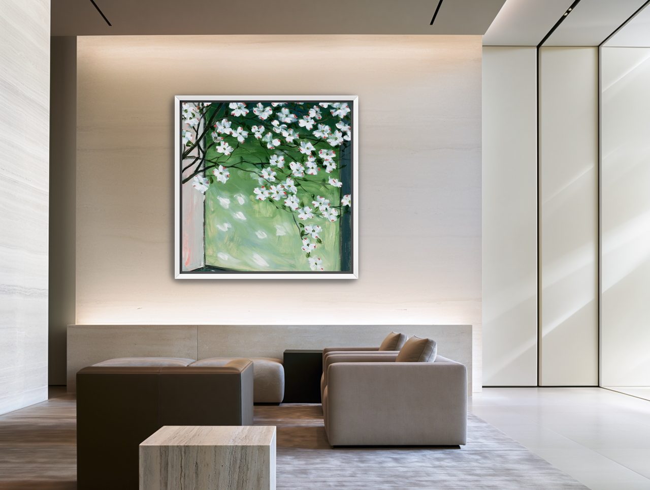 Blossoms at the windowpane room view