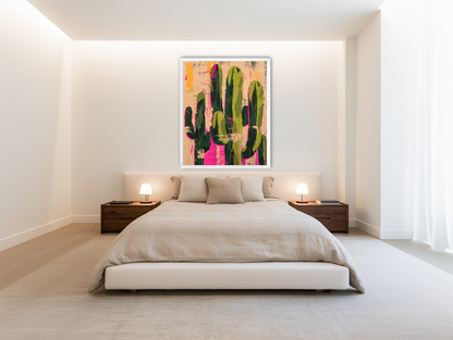 Cacti within pink drips room view