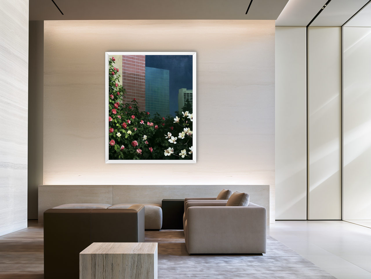 Flowers at the foot of towers room view