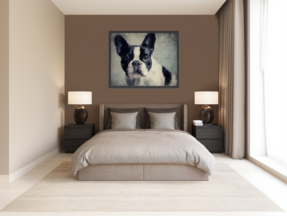 Ears up in gray quiet room view