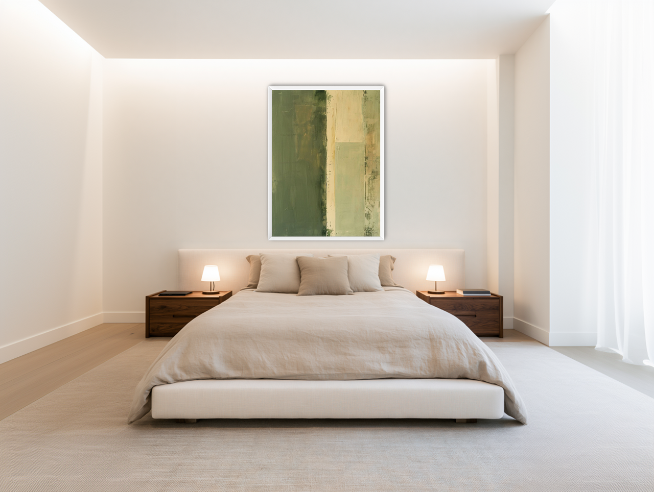 Pale seam in olive field room view