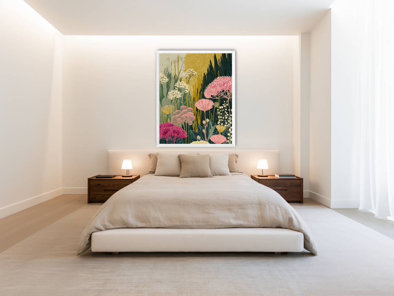 Wildflowers pressing into dusk room view