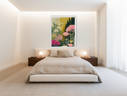 Wildflowers pressing into dusk room view
