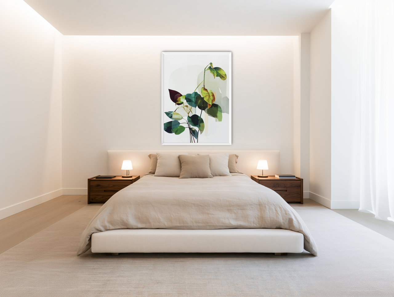 Leaves within pale shadows room view