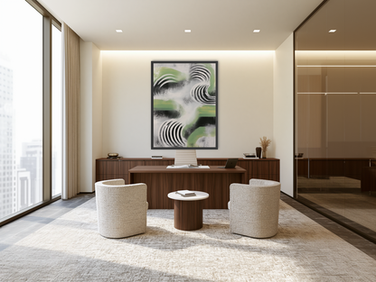 Curved bands in drifting haze room view