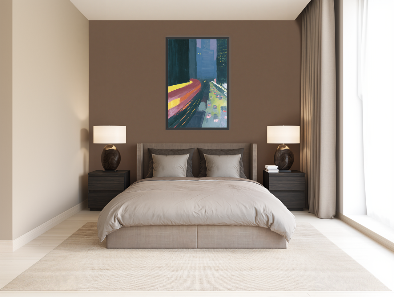 A bright bend downtown room view