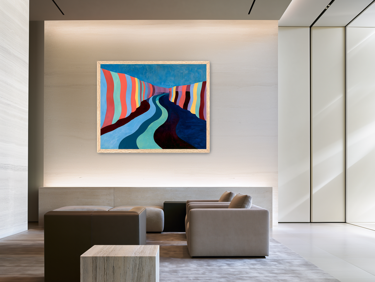 Coral stripes along the bend room view