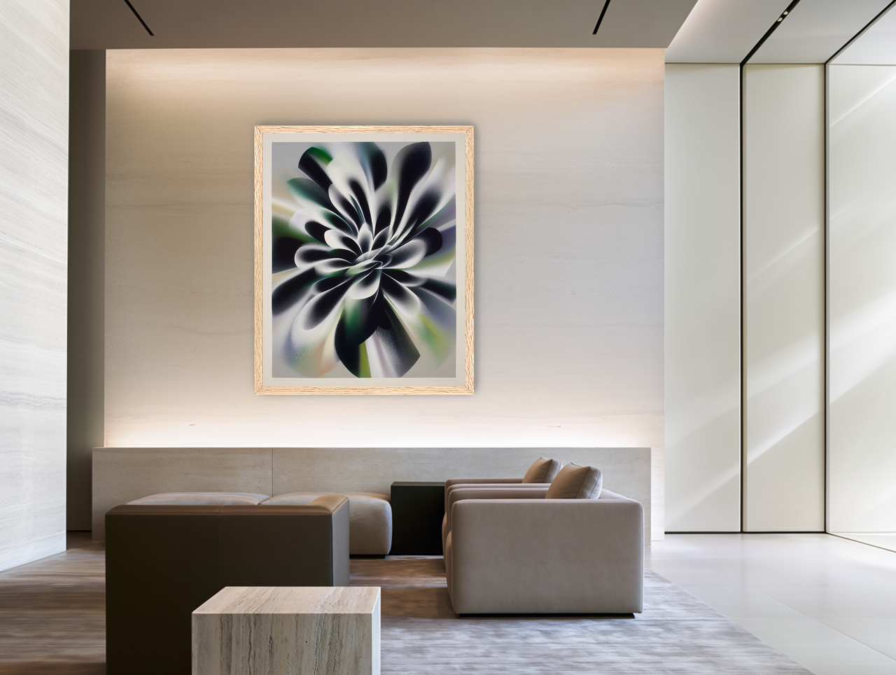 Speckled bloom in motion room view