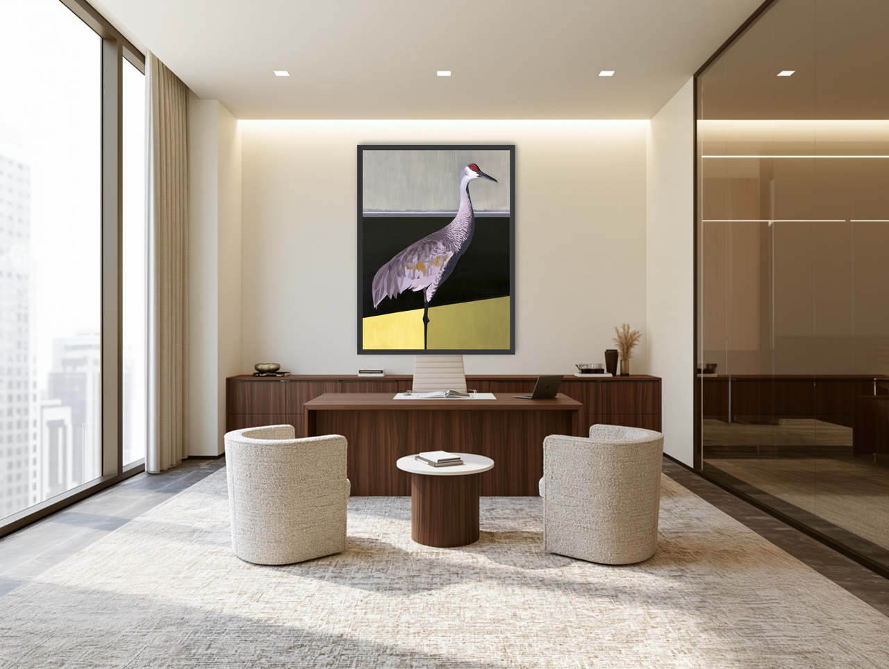 Crane at the hard horizon room view