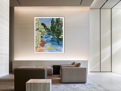 Blue bend under pines room view
