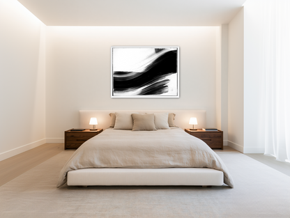 Black weight on white drift room view