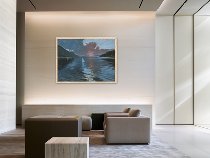A sailboat beneath storm clouds room view