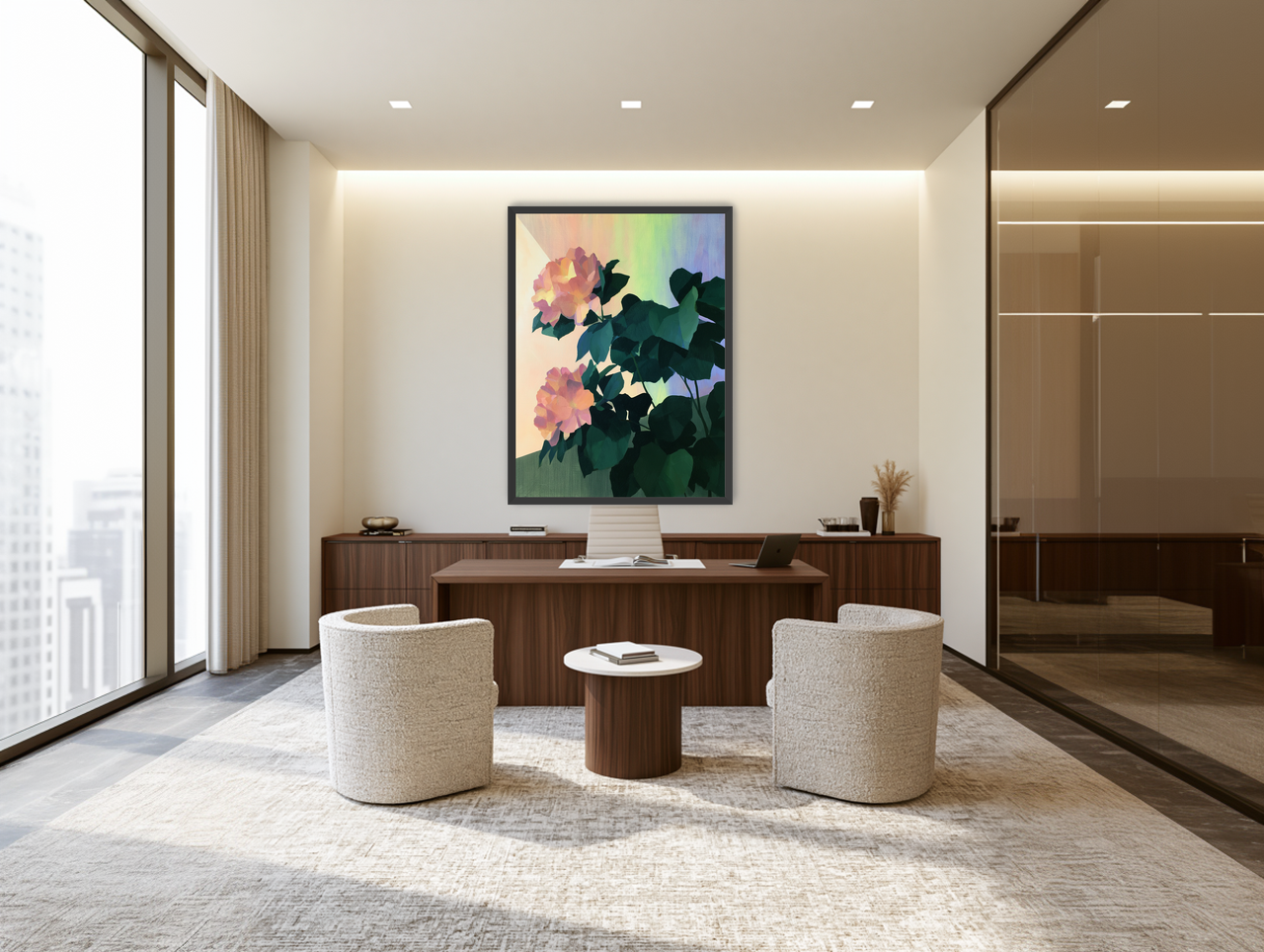 Roses against a pastel sky room view