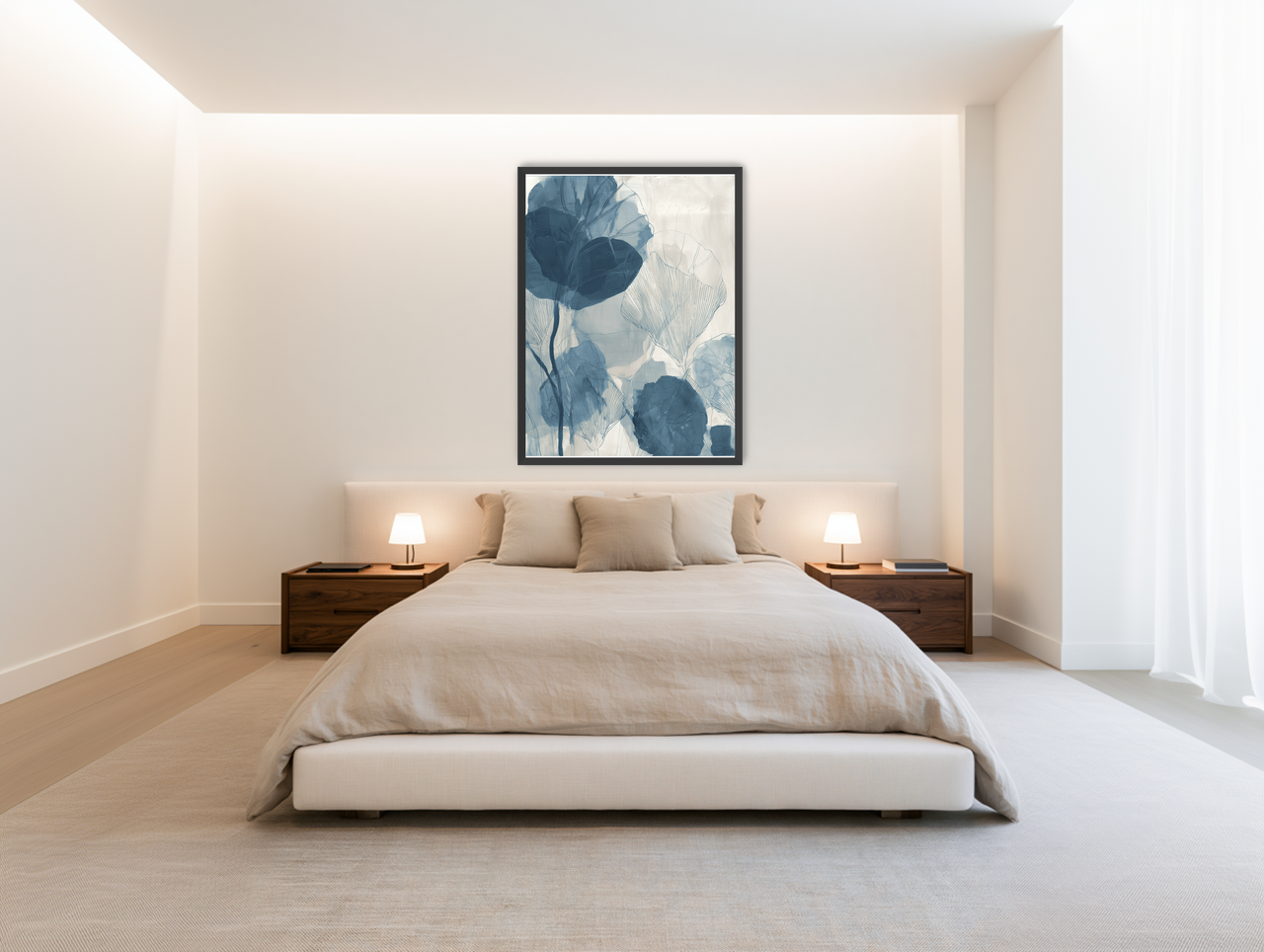 Indigo leaves on paper room view