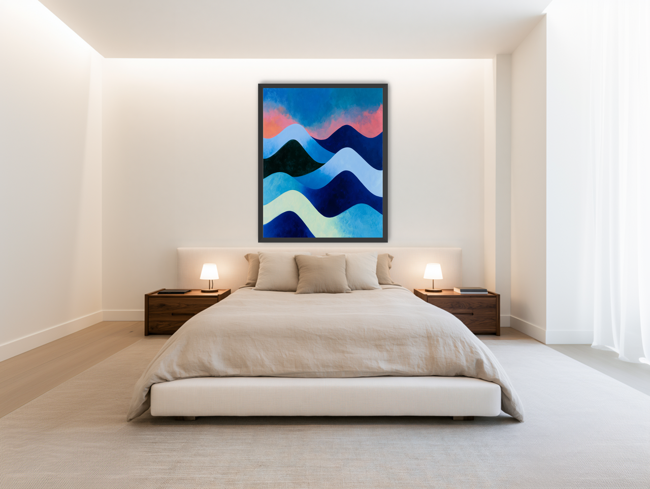 Layered blue hills at dusk room view