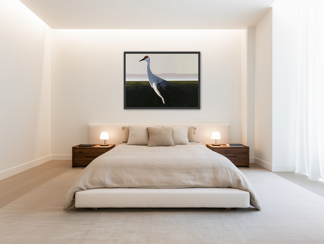 Crane with a red crown room view