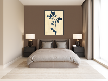 Blue leaves on cream air room view