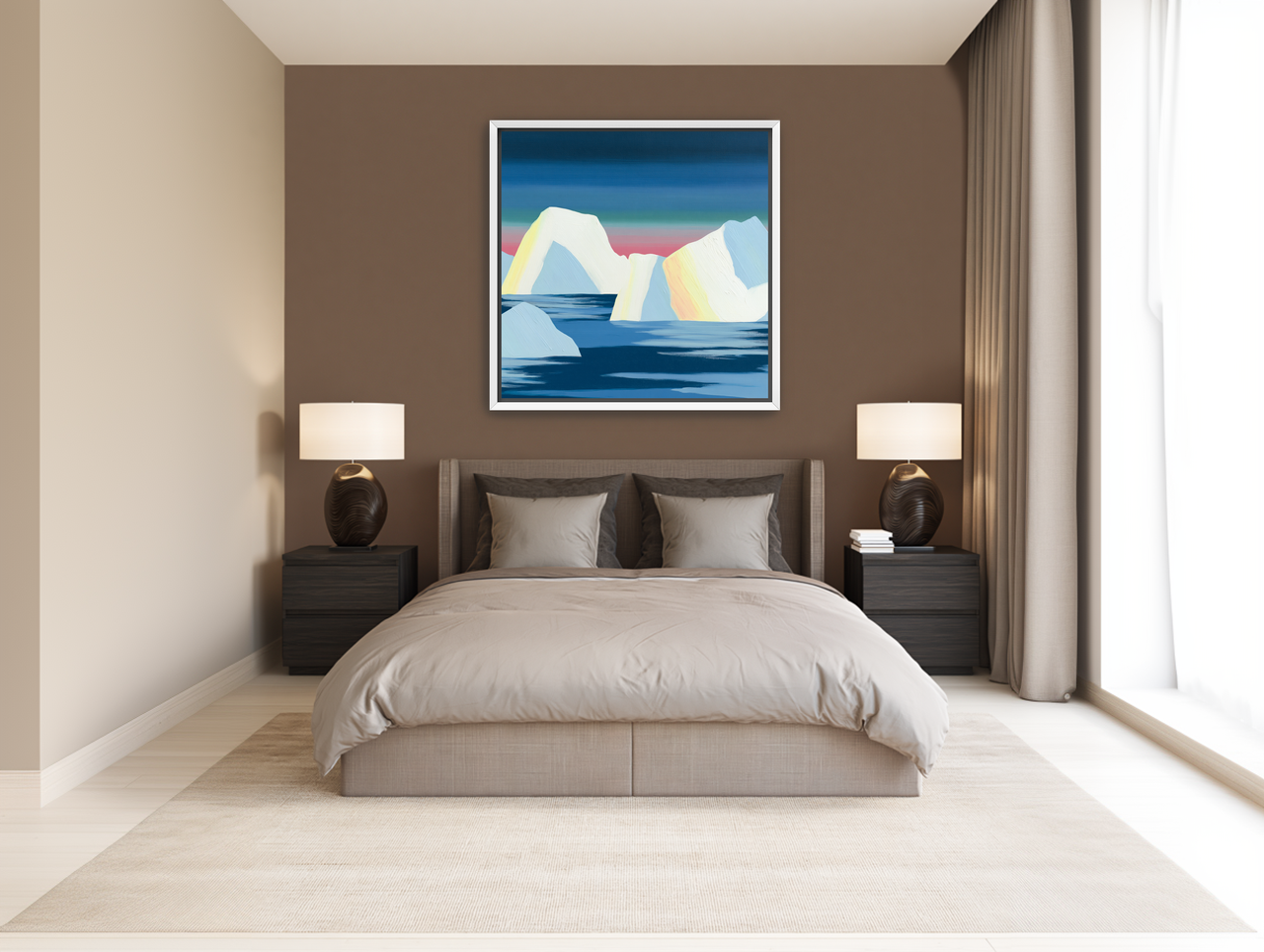 Icebergs under a pink banded sky room view