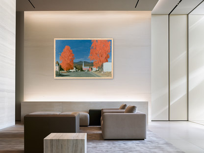 Orange trees over the steeple road room view