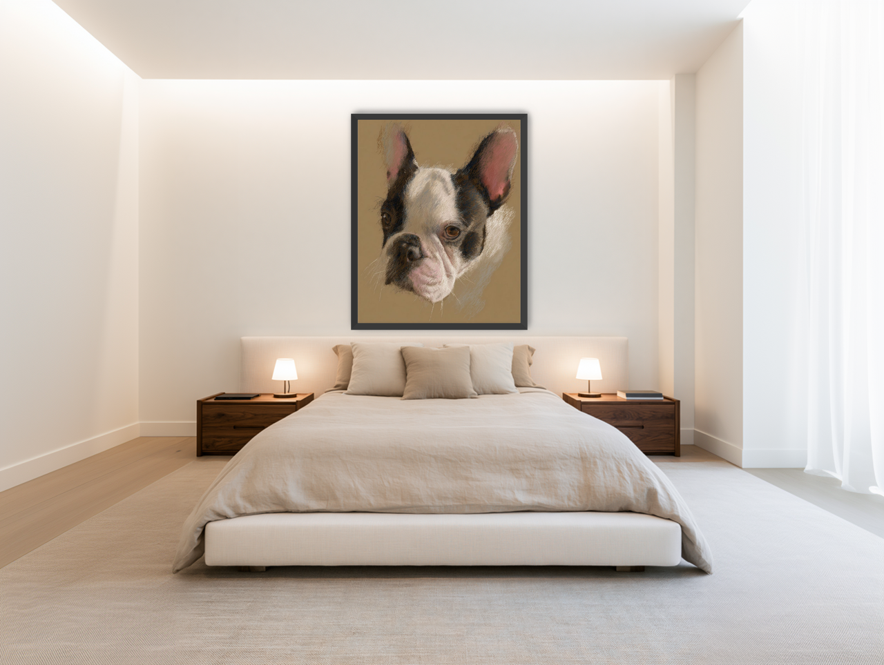 Close portrait with upright ears room view