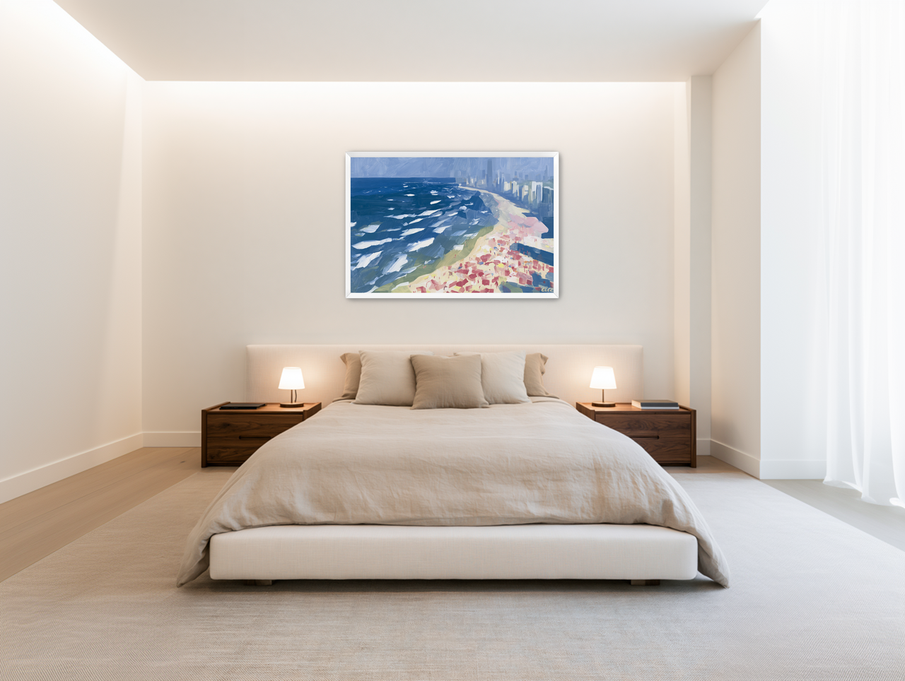 City towers above the surf room view