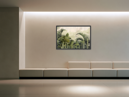 Pale sky over green fronds room view