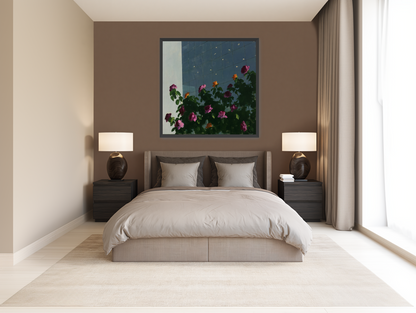 Flowers against the glass tower room view