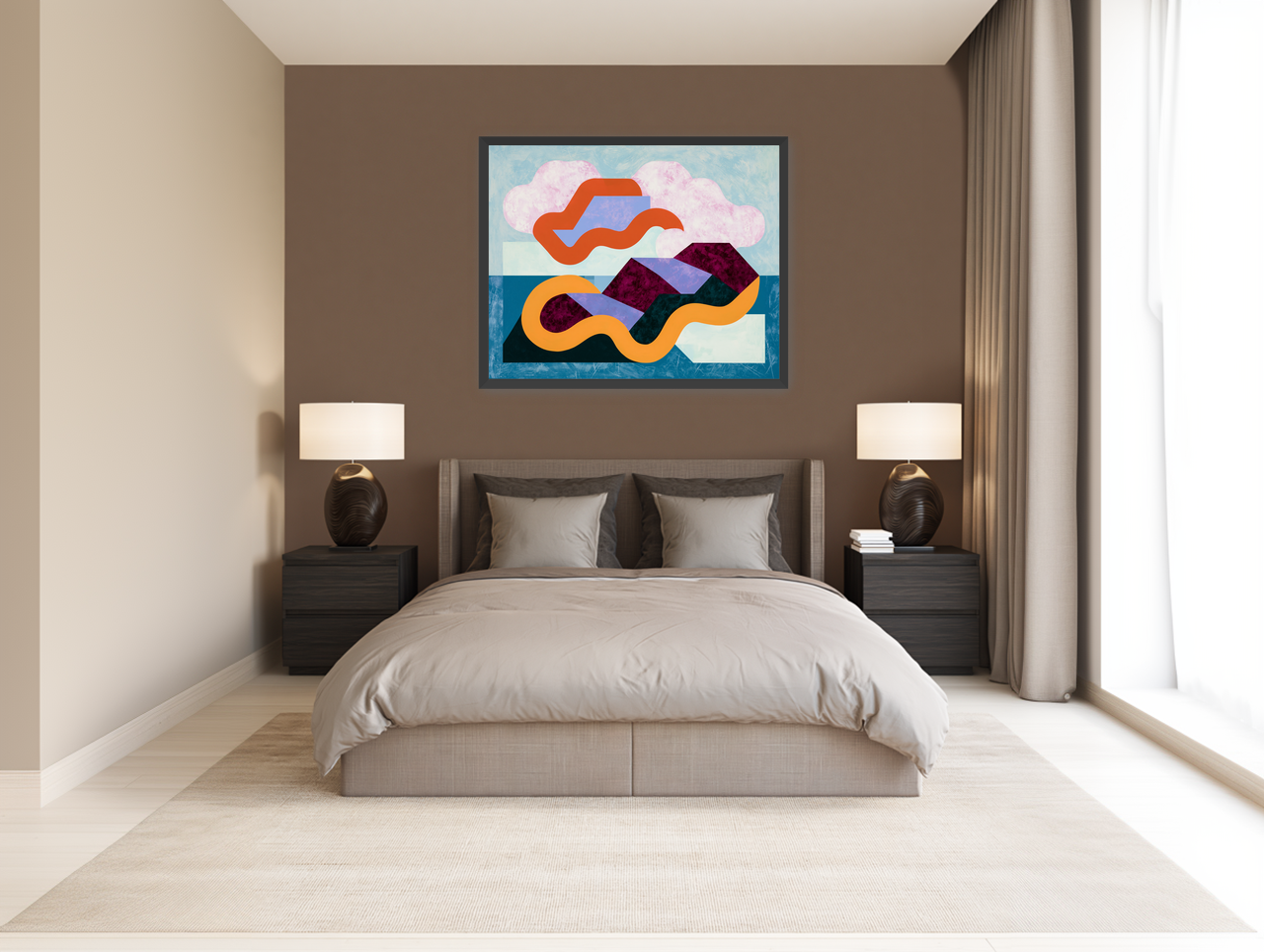 Orange bands across mountains room view