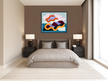 Orange bands across mountains room view
