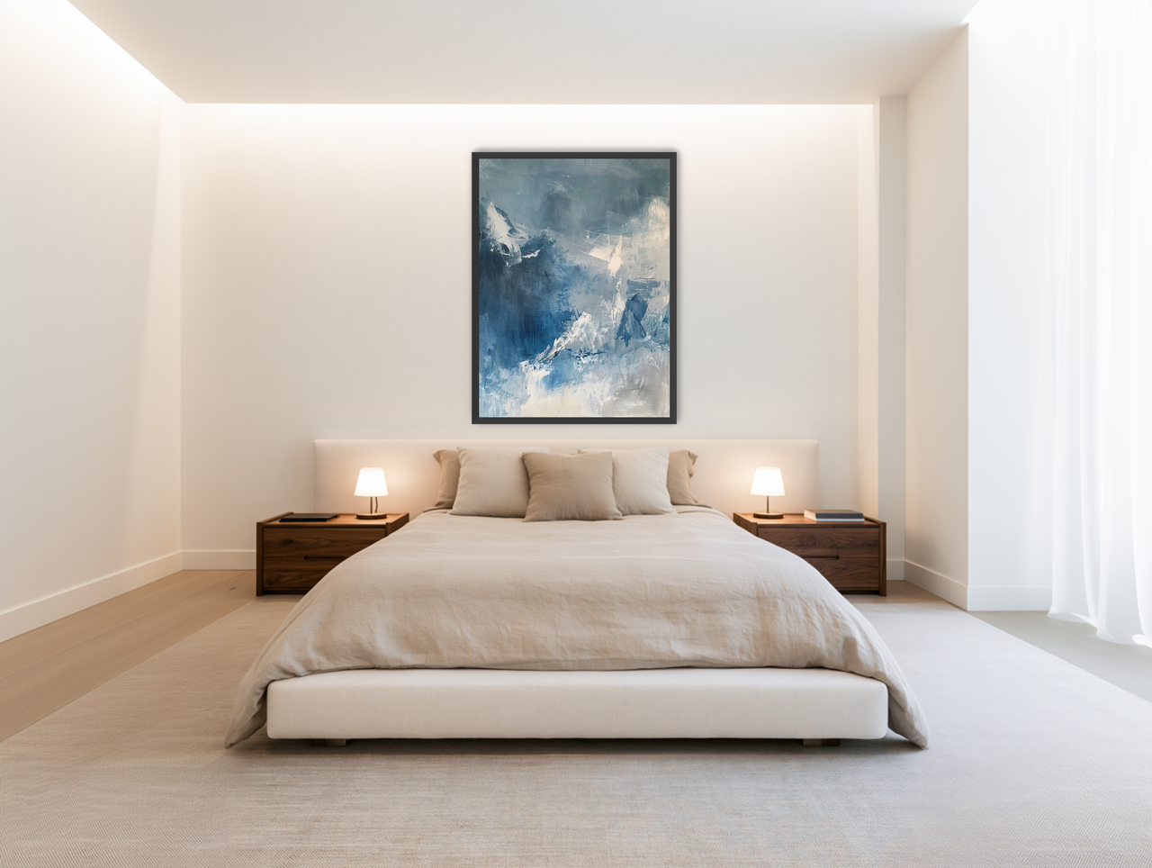 Blue gray pressure field room view