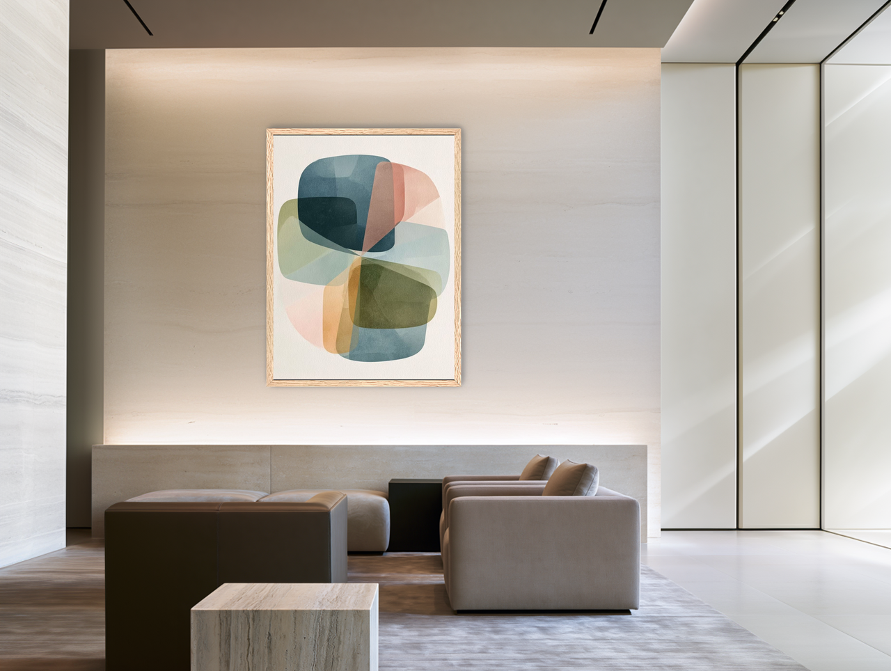 Teal turns through ochre room view