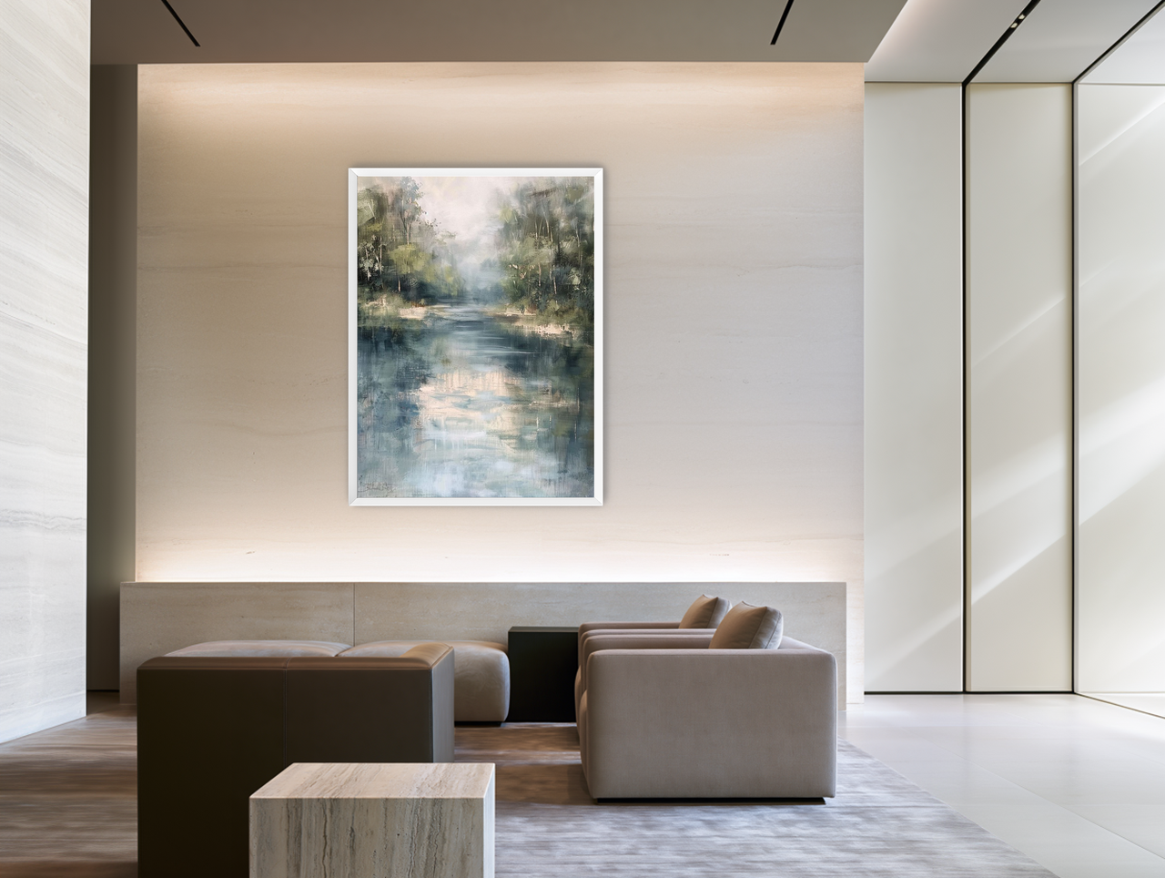 Pale sky in blue water room view
