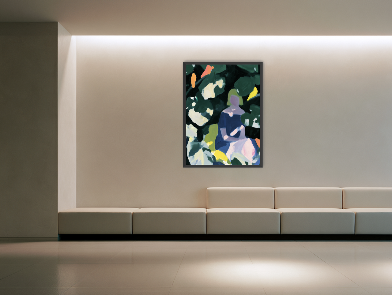 Figure in garden shadows room view