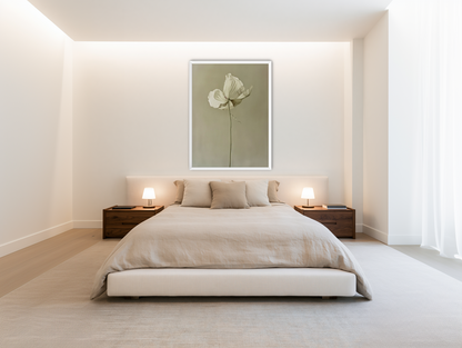 Ivory bloom in gray air room view