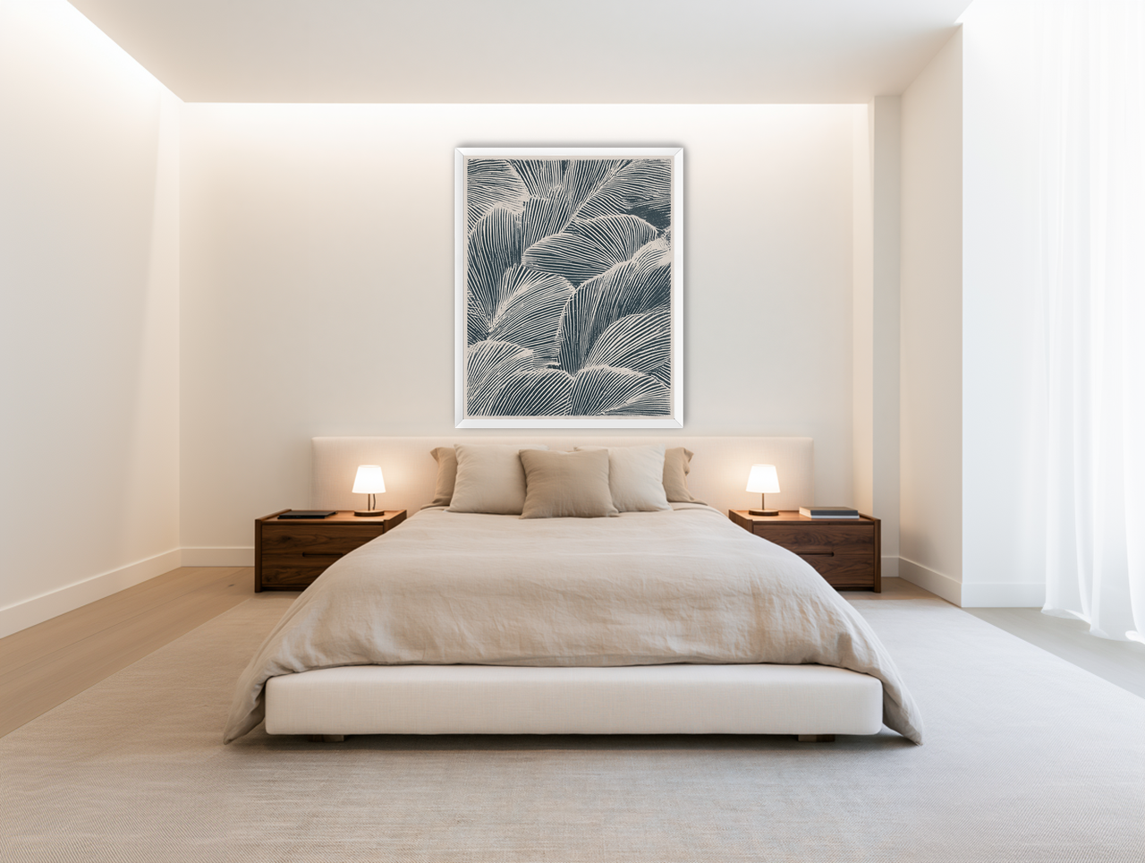 Palm fronds pressed together room view