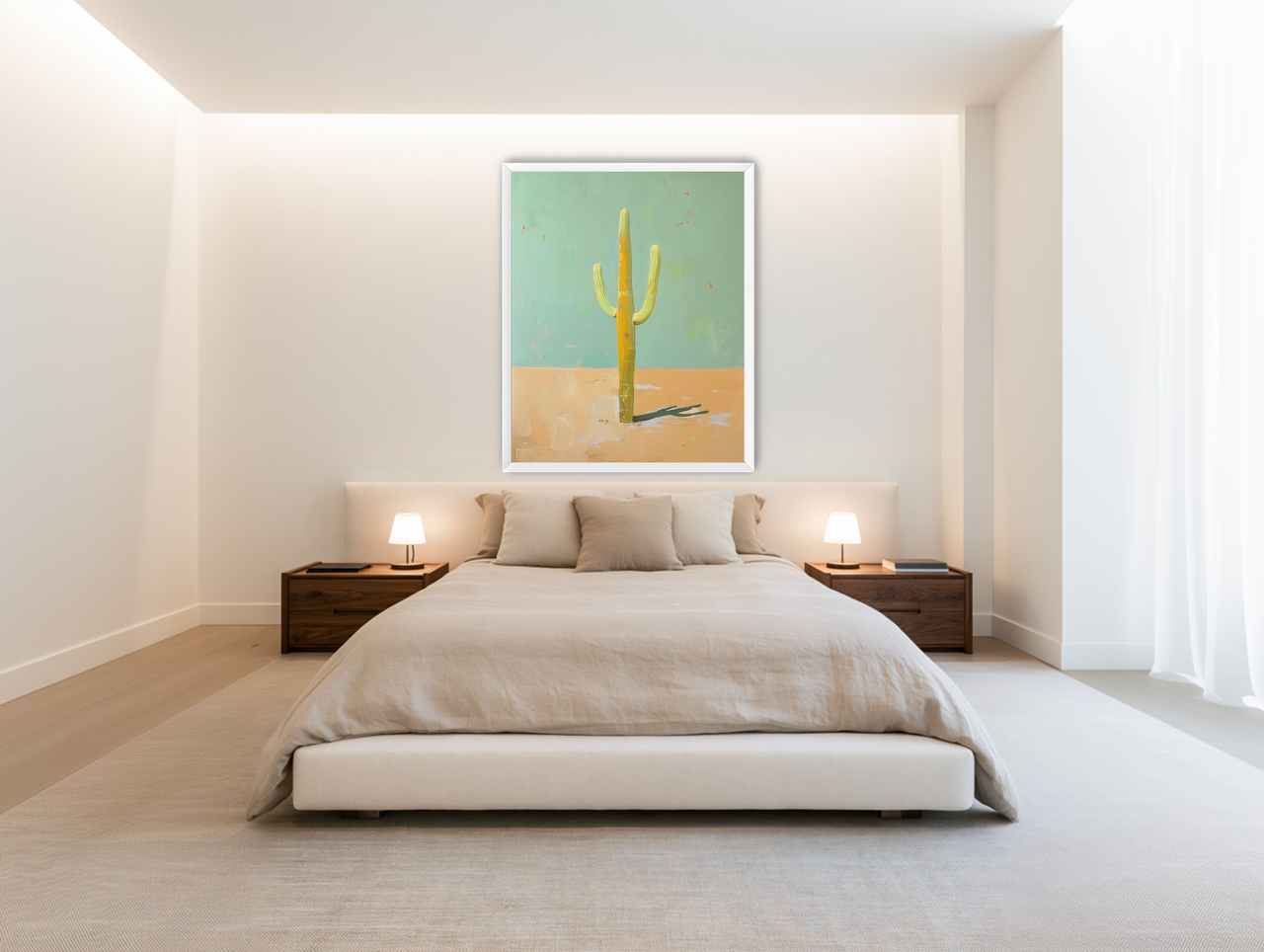 Saguaro beneath a pale sky room view