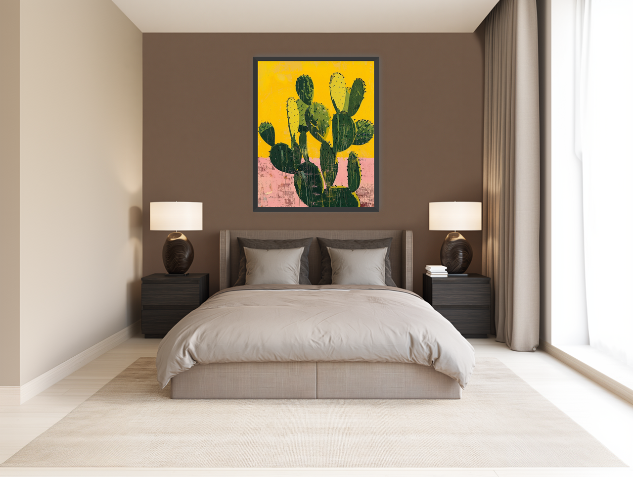 Green pads in yellow sky room view