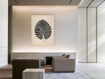 Striped fan leaf alone room view
